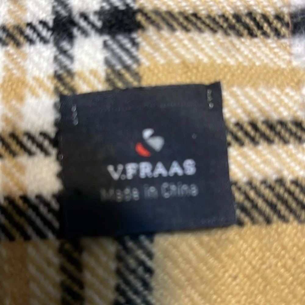 V.Fraas tan plaid scarf